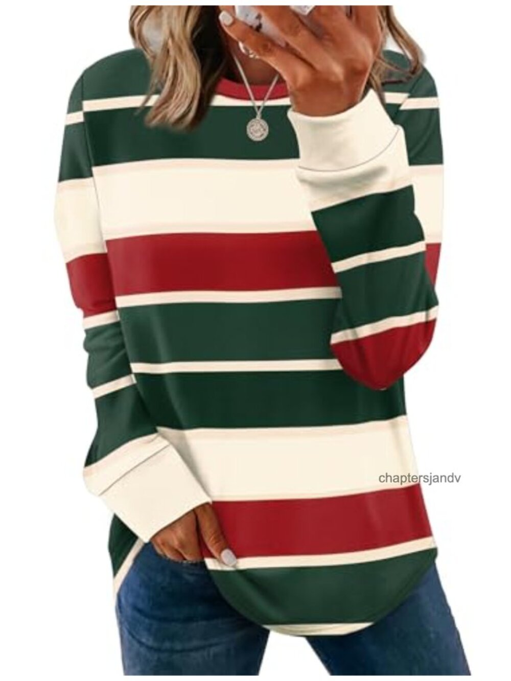 Women's Crewneck Sweatshirt Long Sleeve Curved Hem Lightweight Tunic